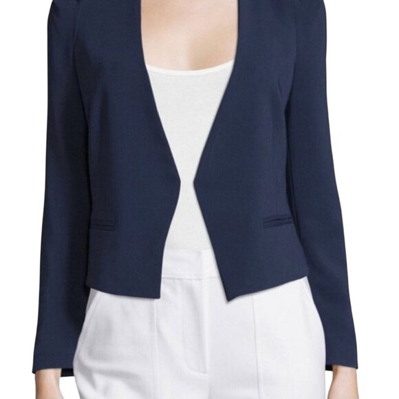 Rebecca Taylor Devon Open Front Blazer Navy Designer Quiet Luxury Size 2 Classic - Picture 4 of 7